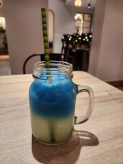 Glass of blue lemonade