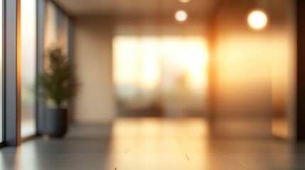 Golden Hour Office Ambiance: A Blurred Serenity