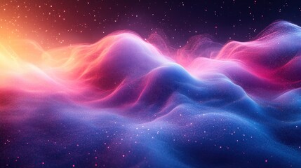 Obraz premium Abstract colorful nebula landscape with glowing particles.