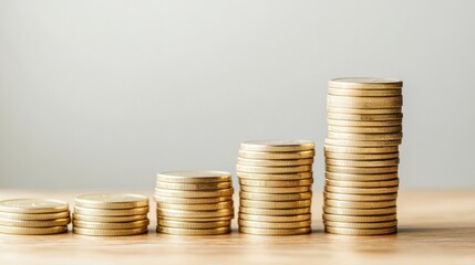 Investing in growth stacked coins representing wealth accumulation minimalist background