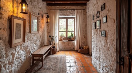 Fototapeta premium traditional irish hallway with stone walls