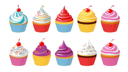 Delicious cupcakes display at bakery sweet treats colorful environment bright viewpoint