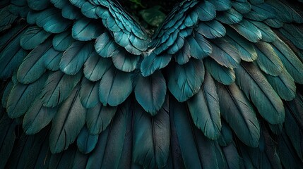 Obraz premium Close-up of vibrant blue-green bird feathers.