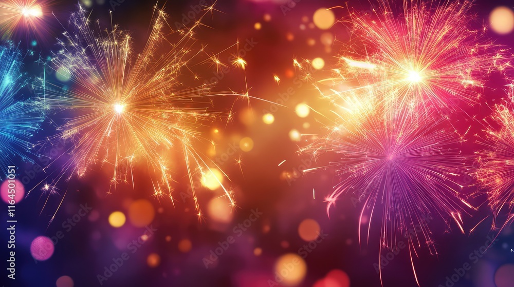 Fototapete modern abstract calligraphy art with shimmering fireworks, creating a festive and dynamic atmosphere