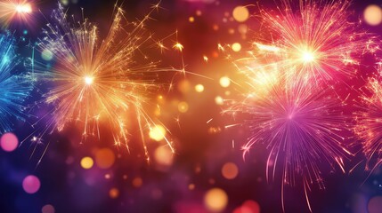 Naklejka premium Modern abstract calligraphy art with shimmering fireworks, creating a festive and dynamic atmosphere.