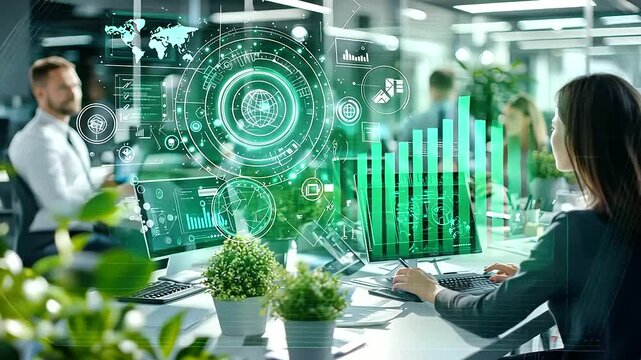 Office Environment with Digital Overlays of Productivity Tools