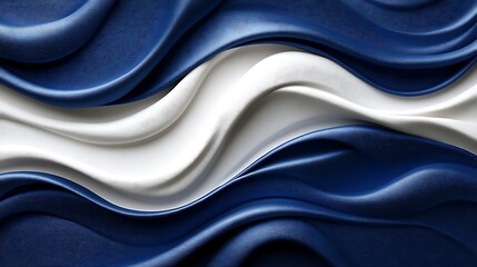 Abstract Blue and White Fabric Waves Design