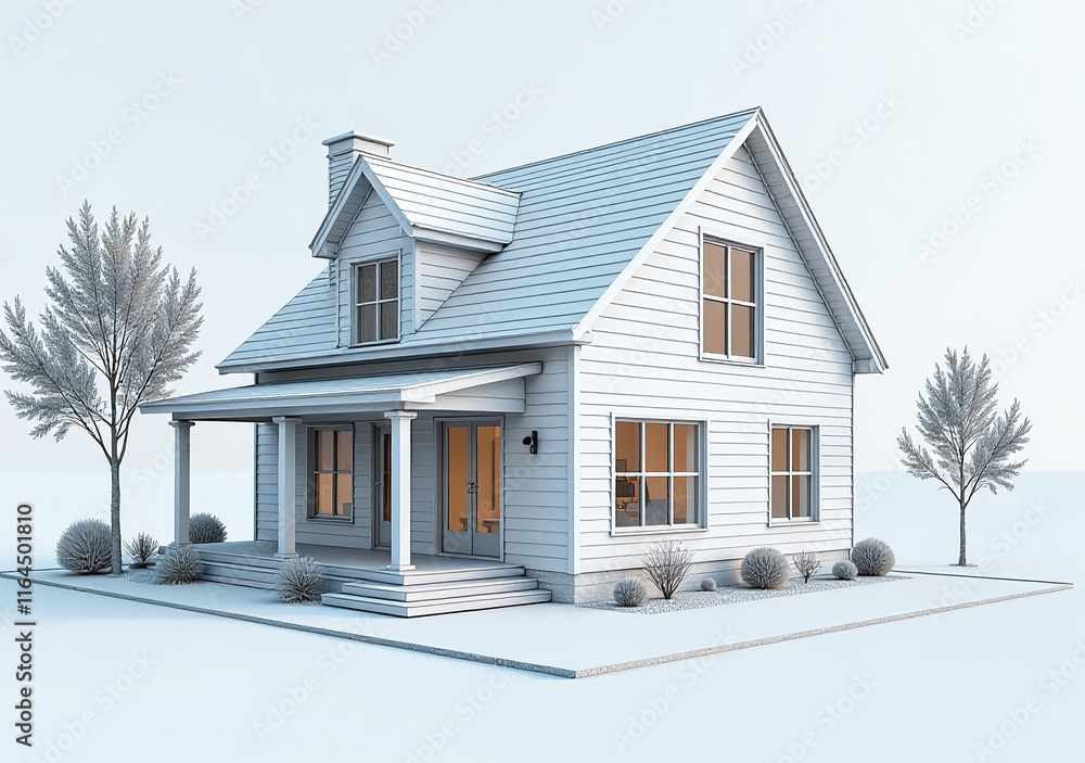 Aufkleber digital model simple house using wireframes design visualization purposes often used architects desi
