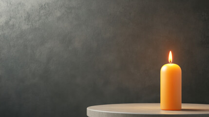 The lonely, A serene image of a single candle illuminating a small table, evoking a warm and tranquil atmosphere in a dimly lit environment.