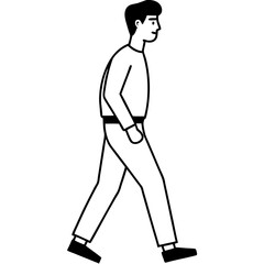 A man walking line art icon on White background 
