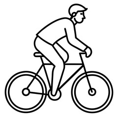 A man riding a cycle icon on White background 