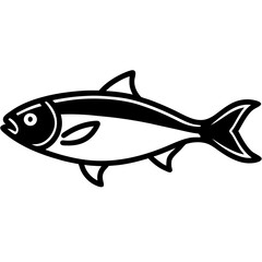 hilsa fish icon on White background 