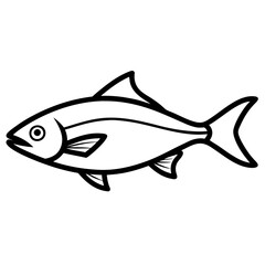 hilsa fish icon line art on White background 
