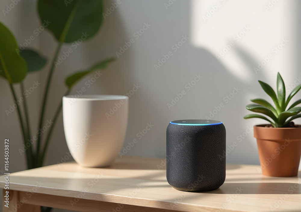 Poster smart speaker voice control features help users communicate easily home every