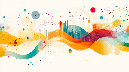 Abstract modern business background with various geometric lines and graph or column, Bright advertising layout with playful shapes and dynamic geometric patterns, Abstract geometric pattern.
