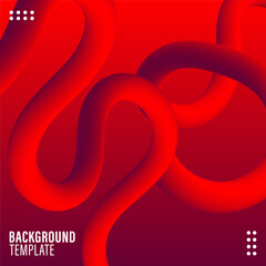 3D red Abstract Background Design with Wavy Ribbon Elements and Geometric Patterns