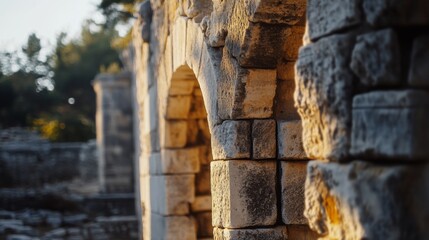 Weathered Stone Structure with Dramatic Lighting