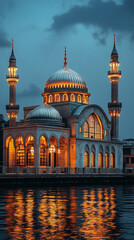 A Night Sky Filled With Illuminated Mosque Domes, Designed As A Ramadan Smartphone Wallpaper