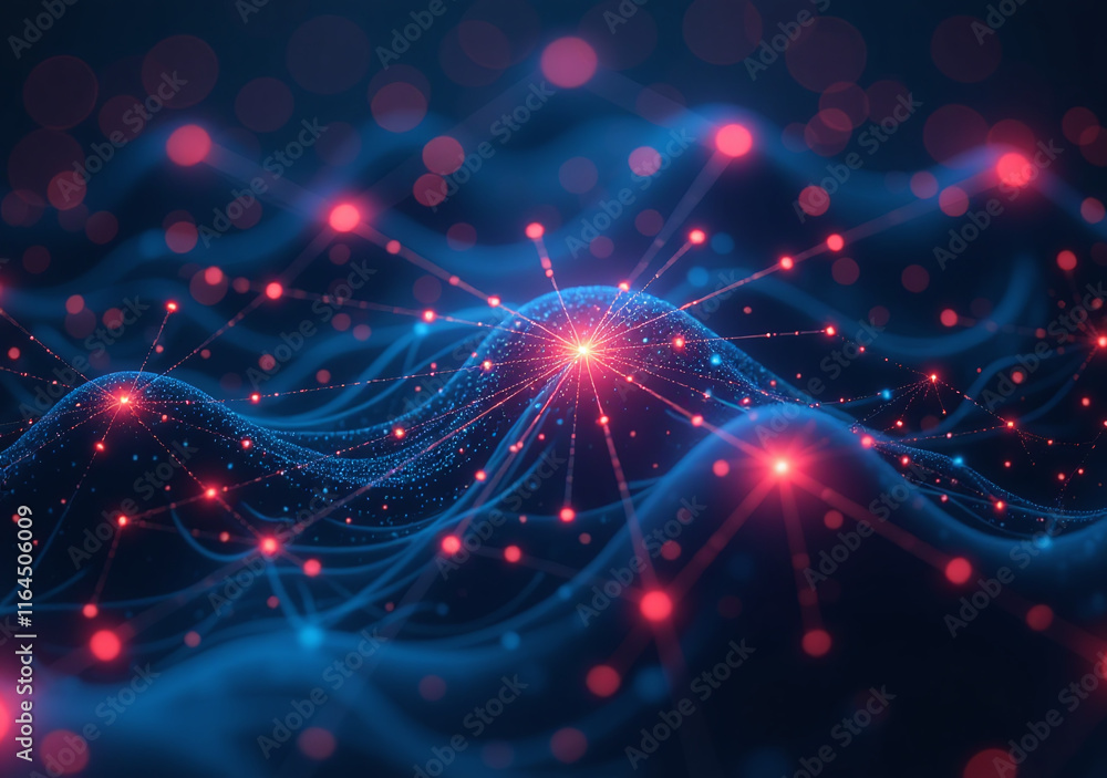 Aufkleber digital data connected cyberspace networks particles digital