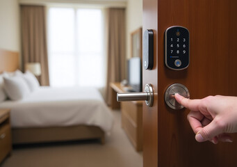 electronic key opens hotel room door slowly securely easy