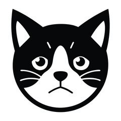 Sad Ragdoll Cat Face Icon Vector Illustration