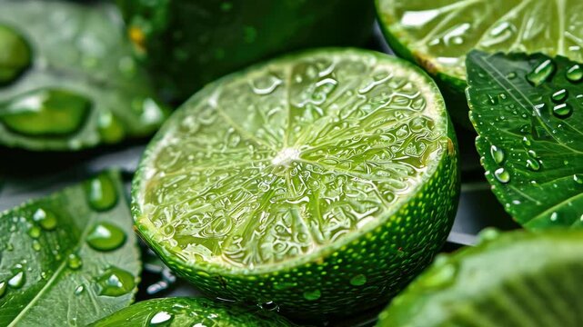 a drop of lime essential oil. Selective focus