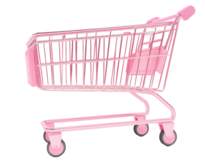 Isolated Transparent Pink Shopping Cart