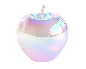 Isolated Holographic Apple with Iridescent Shine