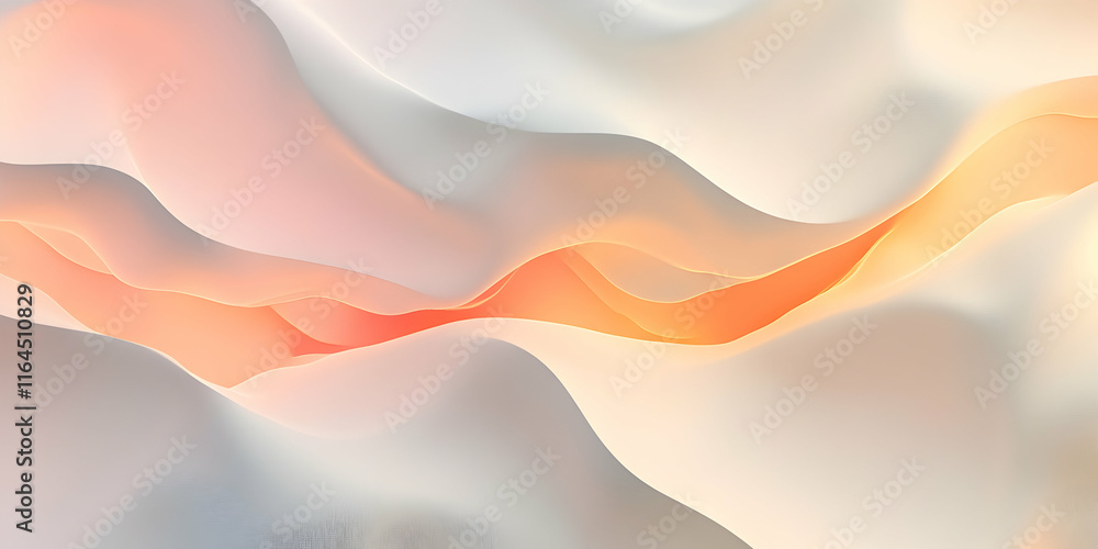Poster abstract waves of color: delicate, flowing lines in soft peach and cream create a mesmerizing abstra