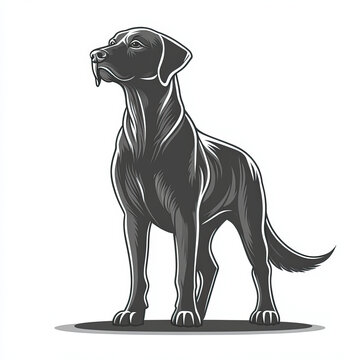 recommend clip art: Labrador Silhouette, Black And White Illustration Isolated On White Background