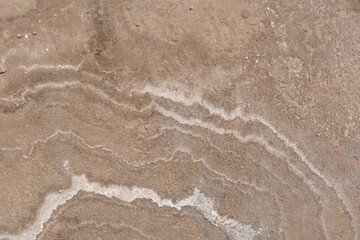 Close-up of Dry Salt Lagoon Floor with Beautiful Cracked Earth Textures
