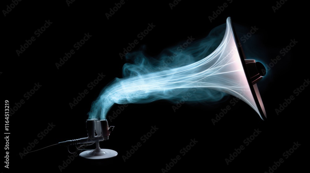 Aufkleber sound waves emanating from a speaker, abstract visualization of audio
