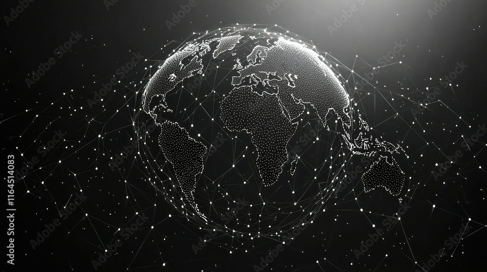Poster digital globe with network connections.