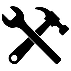 Crossed wrench and hammer icon for repair and maintenance.