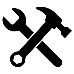 Crossed wrench and hammer icon for repair and maintenance.