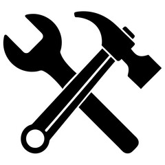Crossed wrench and hammer icon for repair and maintenance.