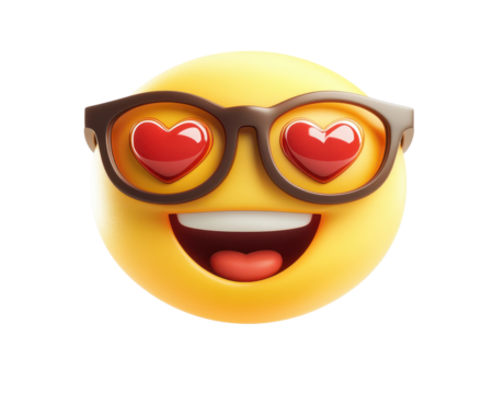 Isolated Lovestruck Emoji with Open Mouth Smile
