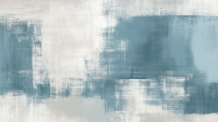 Abstract painting in blue and gray tones with textured brushstrokes.