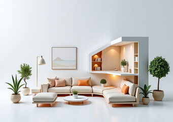 smart home features include models iot devices modern miniatures integrated technology futuristic living