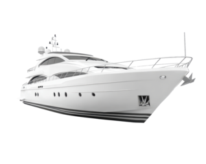 Isolated White Yacht with Anchor