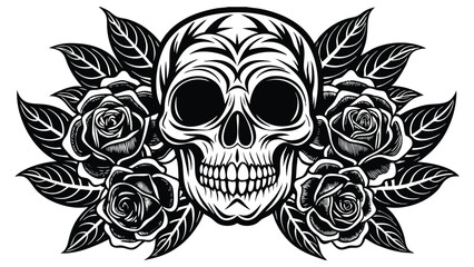 Vintage human skull tattoo concept