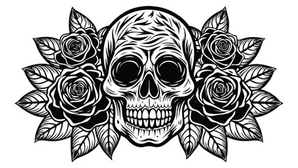 Vintage human skull tattoo concept