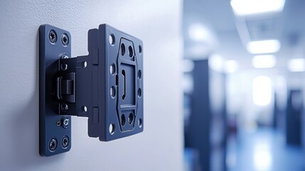 Empty wall mount bracket in a server room.
