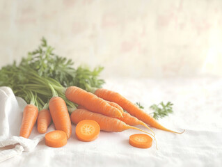 A visually appealing arrangement of vibrant carrots on a clear white background.