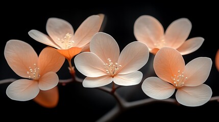 Fototapeta premium Delicate Peach Blossoms Dark Background Floral Beauty