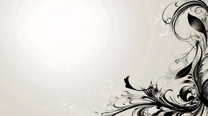 Abstract Black and White Floral Design Background
