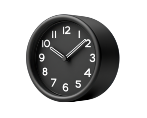 Isolated Black Analog Alarm Clock