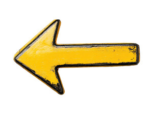 Isolated Old Yellow Arrow Pointing Left