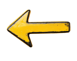 Isolated Old Yellow Arrow Pointing Left