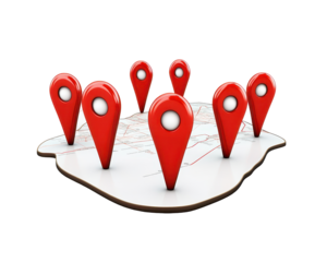 Isolated Map with Multiple Location Pins